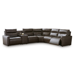 ModZ Chocolate 6-Piece Power 3-Recliner Sectional w/ Audio Console