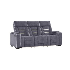 U1895 Grey Power Reclining Sofa w/ Power Headrests and Immersive Sound System w/ LED