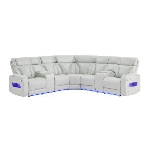 U8611 Blanche Silver Reclining Sectional w/ LED