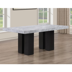 Artemis Black Base 70-inch Rectangular Gray Marble Top Dining Table
