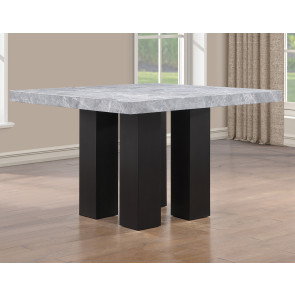 Artemis Black Base 54-inch Square Gray Marble Top Counter Height Table