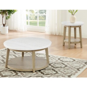 Vida White Marble Top Occasional Table Set