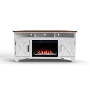 Liberty Jasmine White and Bourbon 64-inch Corner Fireplace Console