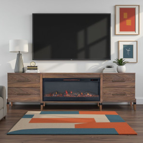 Tranquility Walnut 94-inch Fireplace Console