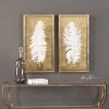 White Feathers Gold Shadow Box (Set of 2)