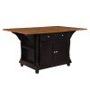 Slater 2-drawer Kitchen Island in Black and Cherry