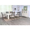 Marina Extension Dining Room Set (White Sand) w/ Black Sand Chairs