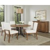 Crafted Cherry Metal Base 60 Inch Round Dining Set w/ White Chairs (Medium)