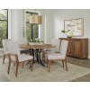 Crafted Cherry Metal Base 60 Inch Round Dining Set w/ Oatmeal Chairs (Medium)