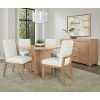 Crafted Cherry Wood Base 48 Inch Round Dining Set w/ White Chairs (Bleached)