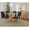Crafted Cherry Wood Base 60 Inch Round Dining Set w/ Black Chairs (Bleached)