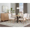 Crafted Cherry Metal Base 48 Inch Round Dining Set w/ White Chairs (Bleached)