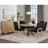 Crafted Cherry Metal Base 48 Inch Round Dining Set w/ Black Chairs (Bleached)
