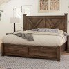 Cool Rustic X-Style Storage Bed (Mink)