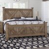 Cool Rustic X-Style Panel Bed (Stone Grey)