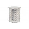 Global Archive Hand-Carved Small Drum Accent Table (Antique White)