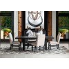 Westwood Trestle Dining Room Set w/ Upholstered Chairs (Charred Oak)