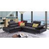 A761 Leather Left Chaise Sectional (Black)