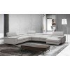 Kobe Right Facing Chaise Leather Sectional (Silver Grey)