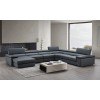 Kobe Left Facing Chaise Leather Sectional (Blue Grey)