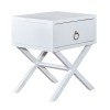 Midnight One Drawer Accent Table (Wire Brushed White)