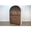 Liz Bergen Oak Arched Wood Bar Hutch w/ Glass Storage