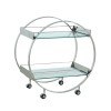 Contemporary Circular Tea Cart w/ Glass Shelves
