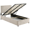 Reeves Beige Youth Upholstered Storage Bed
