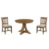 Kafe 44 Inch Round Quad Dining Set w/ Rake Back Chairs (Latte)