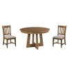 Kafe 54 Inch Round Dining Set w/ Rake Back Chairs (Latte)