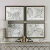 World Maps Framed Prints Wall Art (Set of 4)