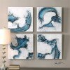 Swirls In Blue Abstract Wall Art (Set of 4)