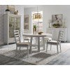 Modern Farmhouse Round Dining Set w/ Ladder Back Chairs (Aged White)