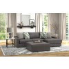 Minori Steel 3-Piece Right Chaise Sectional Set w/ Ottoman