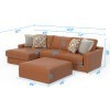 Minori Whiskey 3-Piece Left Chaise Sectional Set w/ Ottoman
