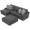 Minori Steel 3-Piece Left Chaise Sectional Set w/ Ottoman