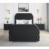 Natalia Black Upholstered Bed w/ Fireplace and TV Lift