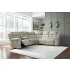 Family Den Pewter Power Reclining Sectional w/ Left Console Loveseat