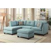 Laurissa Left Chaise Sectional w/ Ottoman (Light Teal)