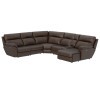 Sanford Espresso 6-Piece Power Reclining Right Chaise Sectional w/ Refrigerator