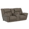 Sentinel Taupe Power Lay Flat Reclining Loveseat w/ Console