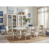 Maren Fresh Canvas Double Pedestal Dining Room Set w/ Woven Back Chairs