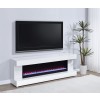 Mallory White TV Stand w/ Flame Visualizer and Bluetooth Speaker