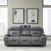 Chapman Aline Blue Gray Dual Zero Gravity Power Recline Sofa w/ Power Articulating Headrest
