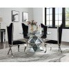 Noralie Round Mirrored Dining Set w/ Cyrene Fabric Chairs