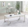 White and Satin Nickel Occasional Table Set