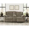 Draycoll Pewter Power Reclining Loveseat w/ Console