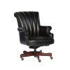 Executive Leather Ribbed Back Chair (Black)
