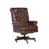 Executive Leather Diamond Tufted Back Chair (Coffee)