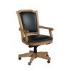 Wood Frame Black Leather Office Chair